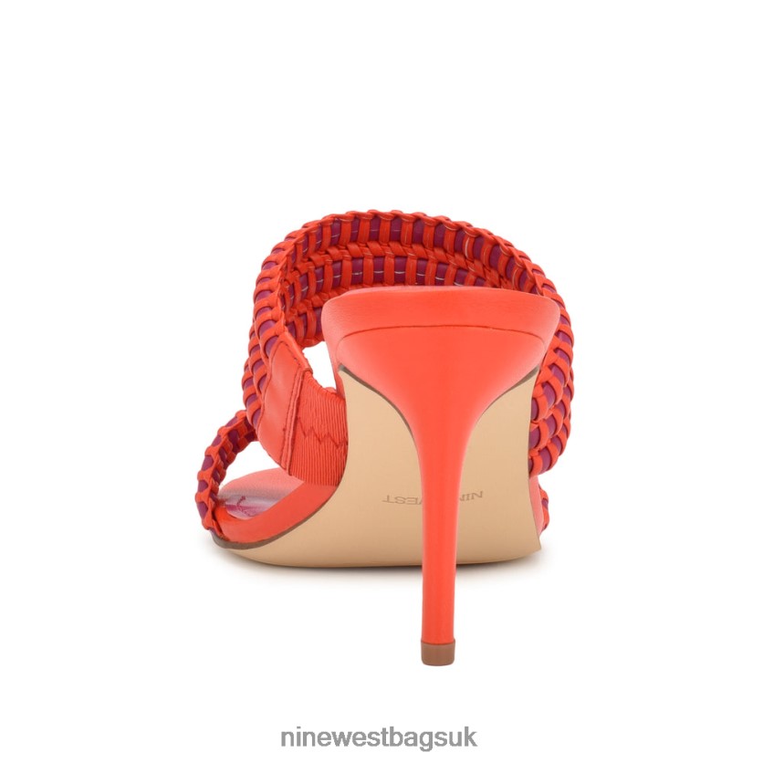 Nine West Pause Heeled Slide Sandals RFX40B133 - Nine West UK Orange Pink