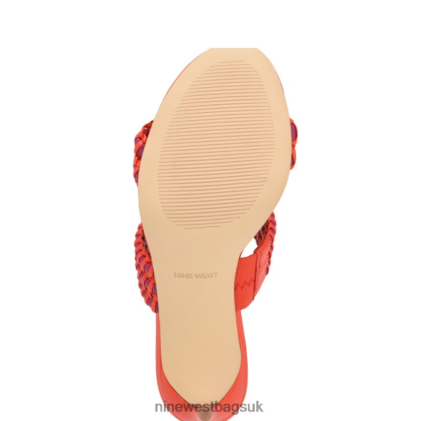 Nine West Pause Heeled Slide Sandals RFX40B133 - Nine West UK Orange Pink