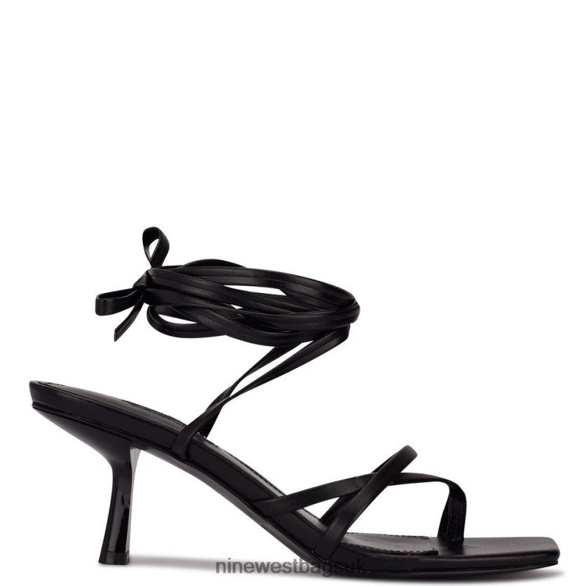 Nine West Pina Ankle Wrap Heeled Sandals RFX40B570 - Nine West Sandals UK Black