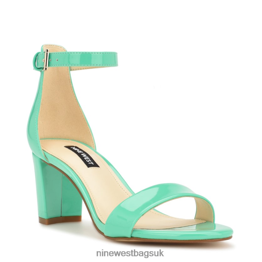Nine West Pruce Ankle Strap Block Heel Sandals RFX40B180 - Nine West Bags UK Neon Mint Green Patent