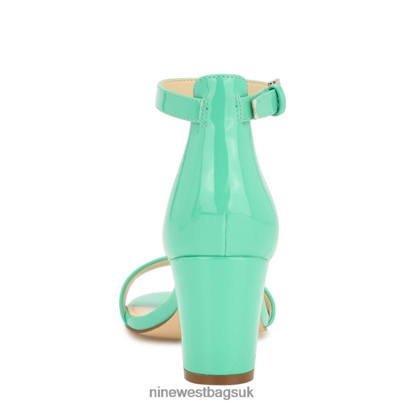 Nine West Pruce Ankle Strap Block Heel Sandals RFX40B180 - Nine West Bags UK Neon Mint Green Patent