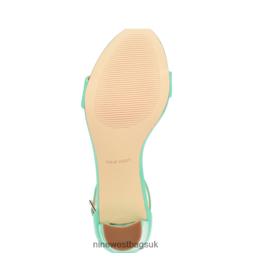 Nine West Pruce Ankle Strap Block Heel Sandals RFX40B180 - Nine West Bags UK Neon Mint Green Patent