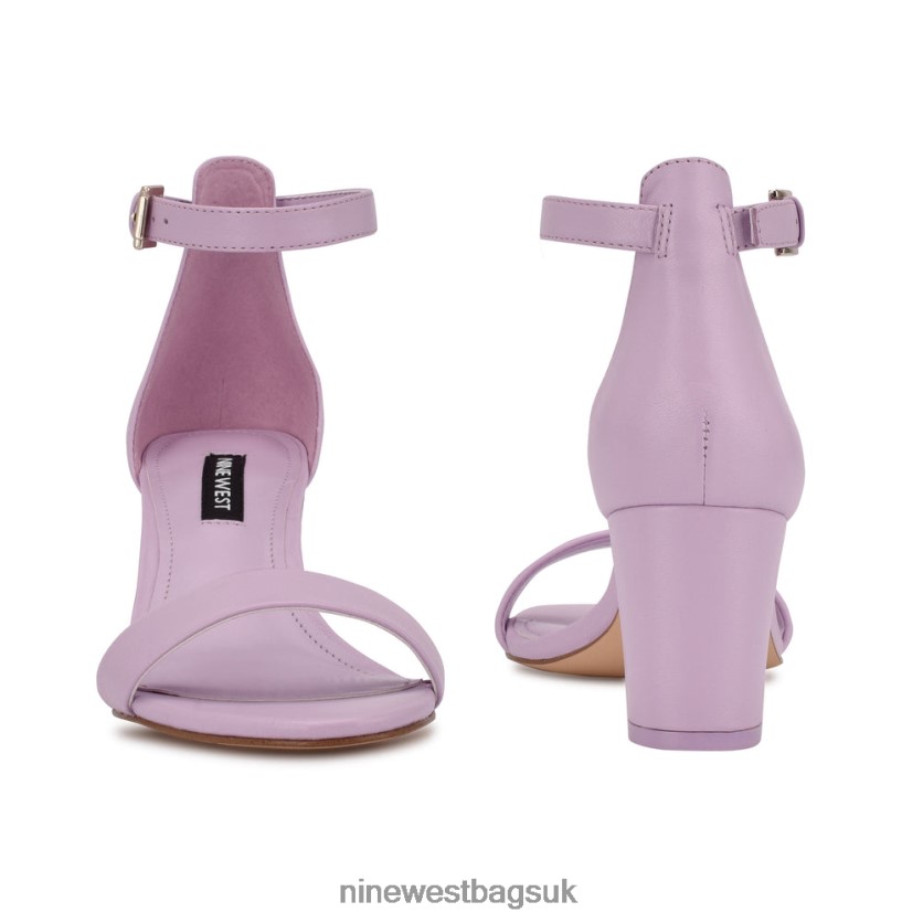 Nine West Pruce Ankle Strap Block Heel Sandals RFX40B1977 - Nine West UK Dark Lilac Leather