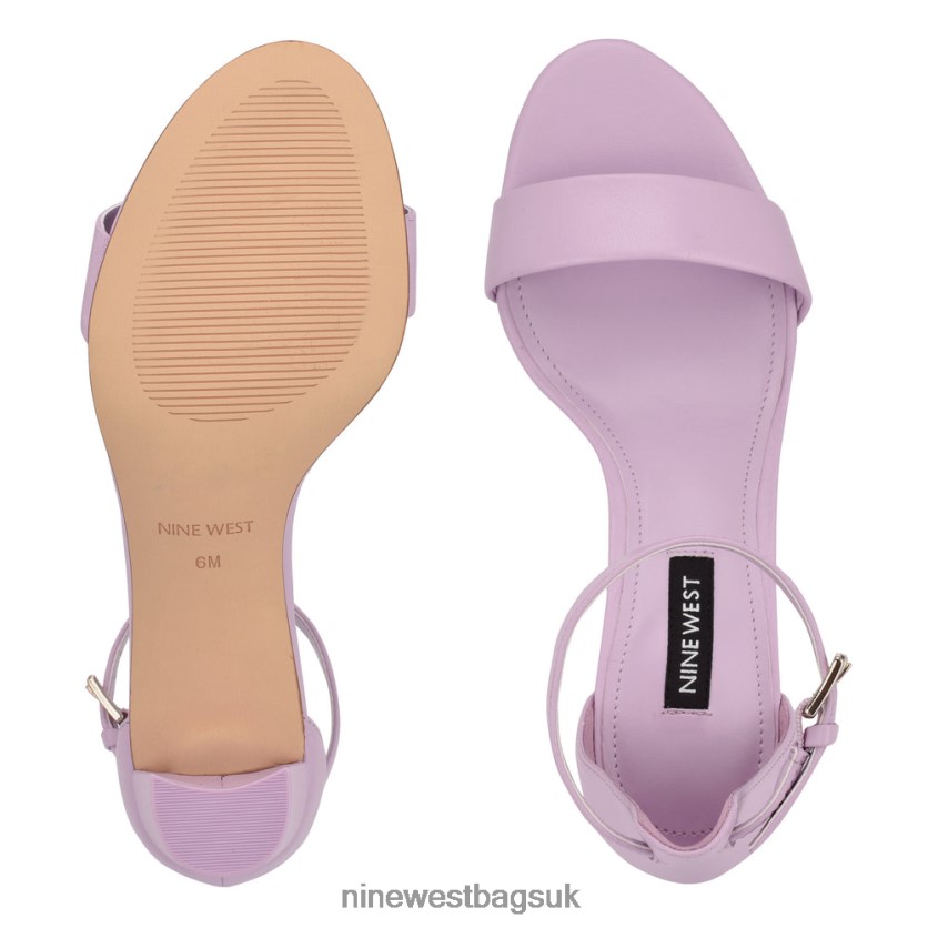 Nine West Pruce Ankle Strap Block Heel Sandals RFX40B1977 - Nine West UK Dark Lilac Leather