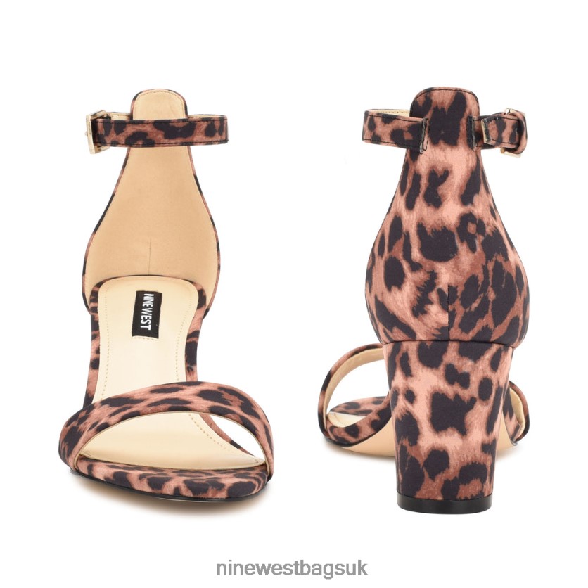 Nine West Pruce Ankle Strap Block Heel Sandals RFX40B2140 - Nine West Bags UK Tan Leopard
