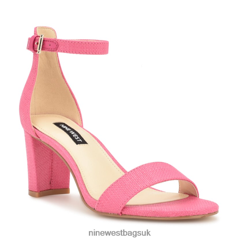 Nine West Pruce Ankle Strap Block Heel Sandals RFX40B335 - Nine West UK Sale Pink Raffia