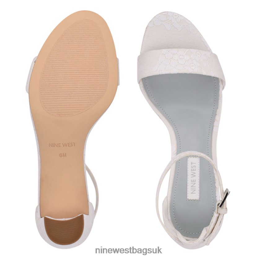 Nine West Pruce Ankle Strap Block Heel Sandals RFX40B511 - Nine West UK Sale Ivory Lace