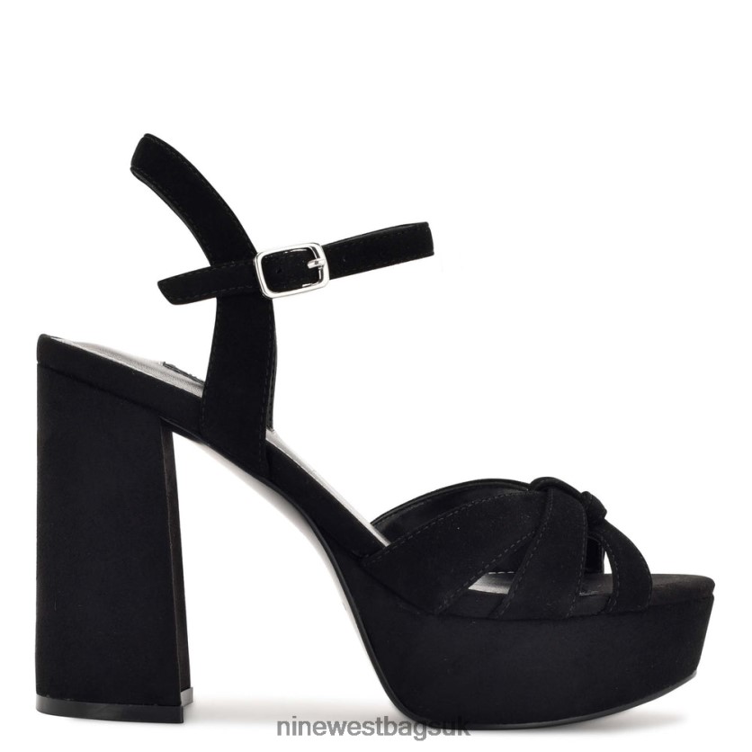 Nine West Rast Platform Sandals RFX40B465 - Nine West UK Black Suede