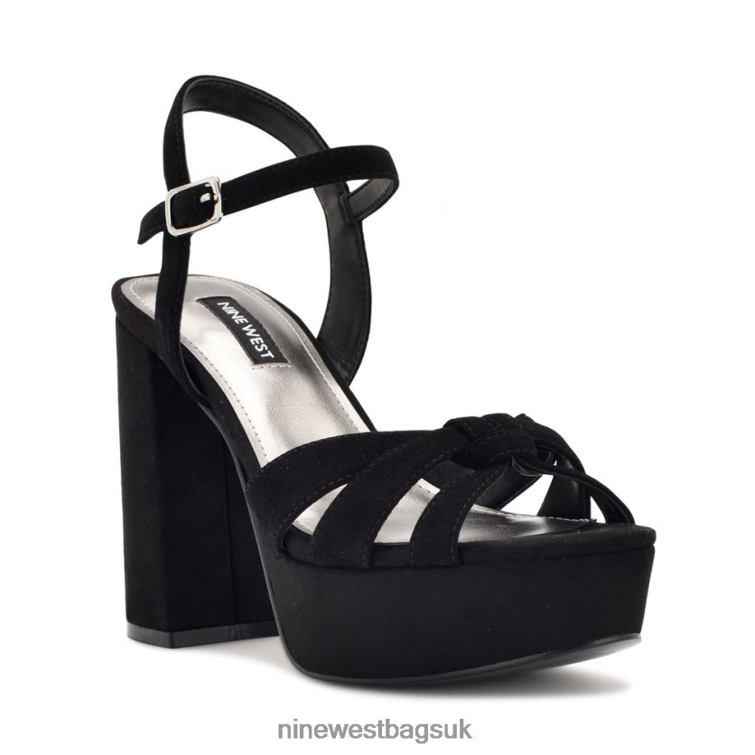 Nine West Rast Platform Sandals RFX40B465 - Nine West UK Black Suede