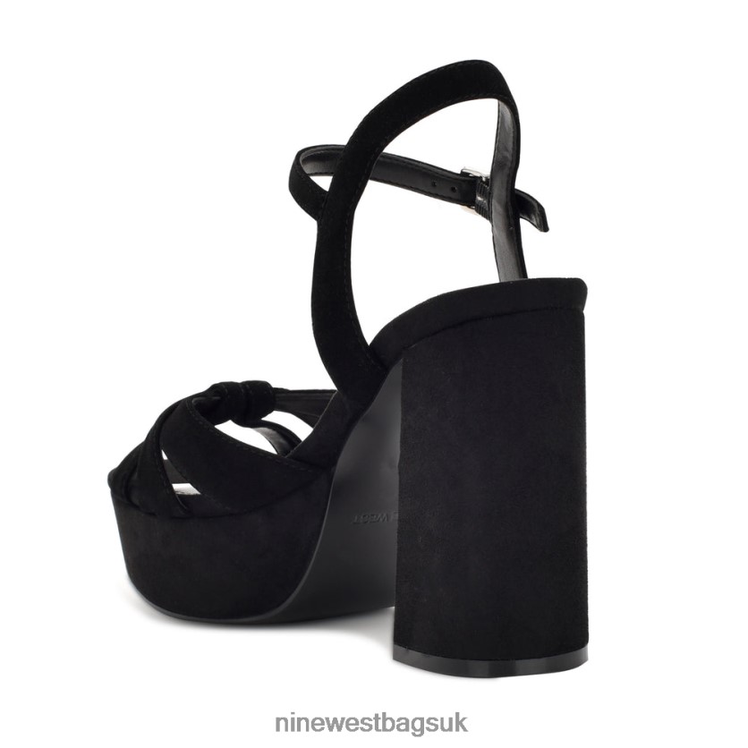 Nine West Rast Platform Sandals RFX40B465 - Nine West UK Black Suede