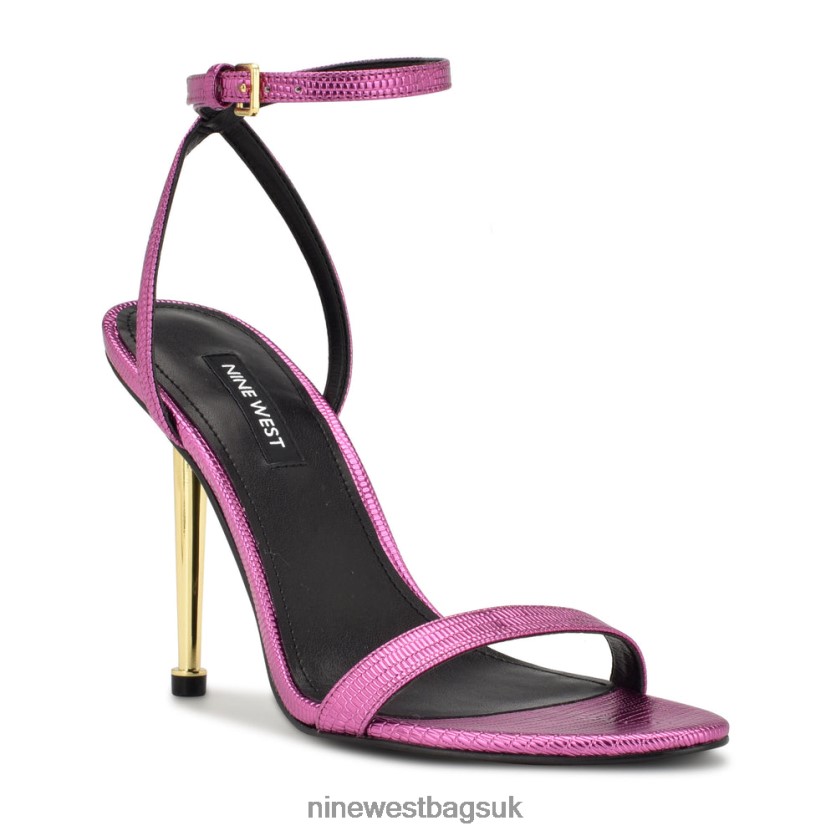 Nine West Reina Ankle Strap Sandals RFX40B1738 - Nine West Sandals UK Magenta Metallic Lizard Print