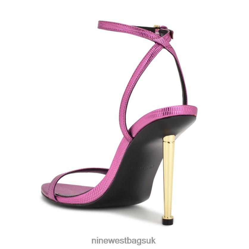 Nine West Reina Ankle Strap Sandals RFX40B1738 - Nine West Sandals UK Magenta Metallic Lizard Print