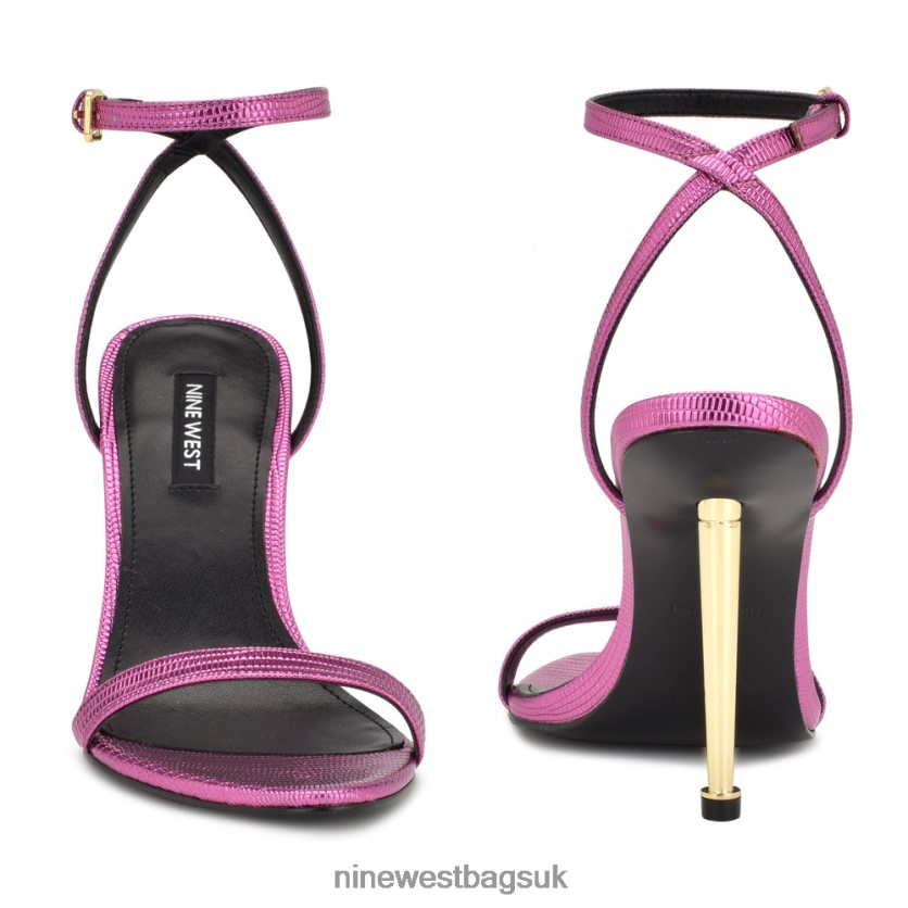 Nine West Reina Ankle Strap Sandals RFX40B1738 - Nine West Sandals UK Magenta Metallic Lizard Print