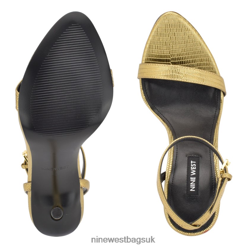 Nine West Reina Ankle Strap Sandals RFX40B1739 - Nine West UK Sale Bronze Metallic Lizard Print