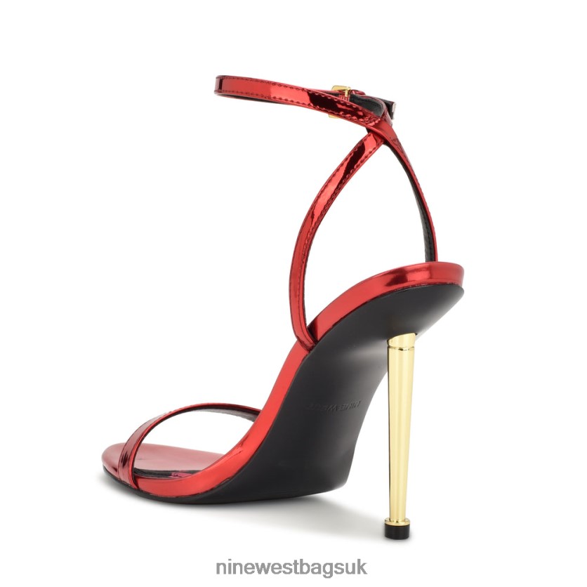 Nine West Reina Ankle Strap Sandals RFX40B1757 - Nine West UK Red Mirror Metallic Hearts