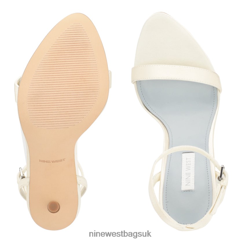 Nine West Reina Ankle Strap Sandals RFX40B1758 - Nine West Sandals UK Ivory Satin