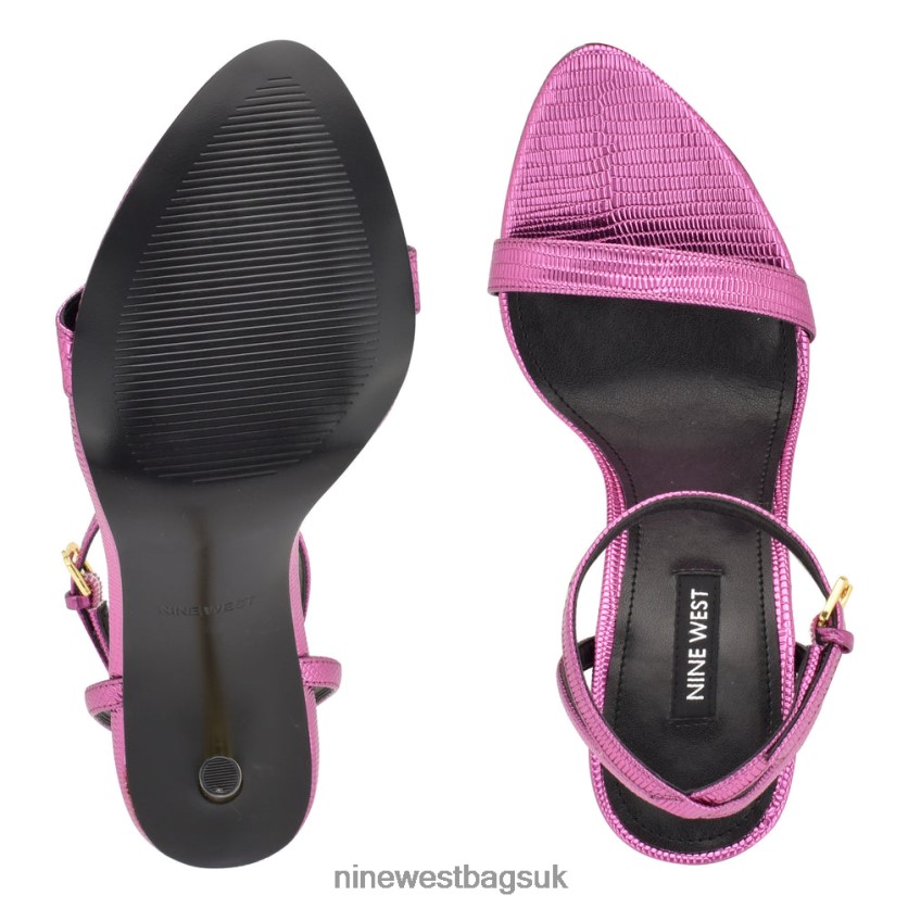 Nine West Reina Ankle Strap Sandals RFX40B230 - Nine West Sandals UK Magenta Metallic Lizard Print