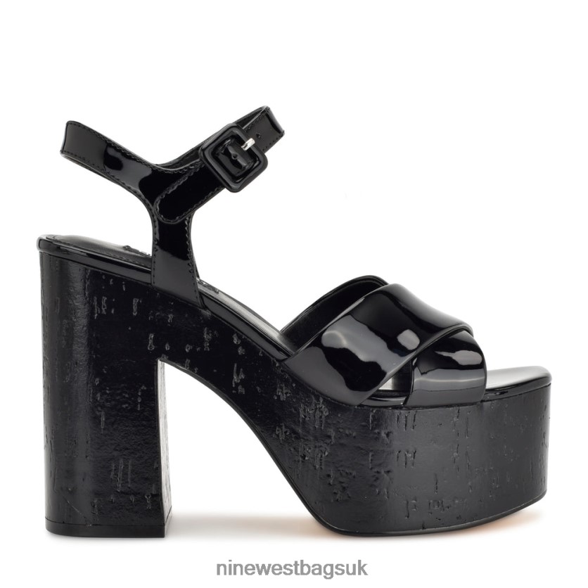 Nine West Rilay Platform Sandals RFX40B159 - Nine West UK Sale Black Patent