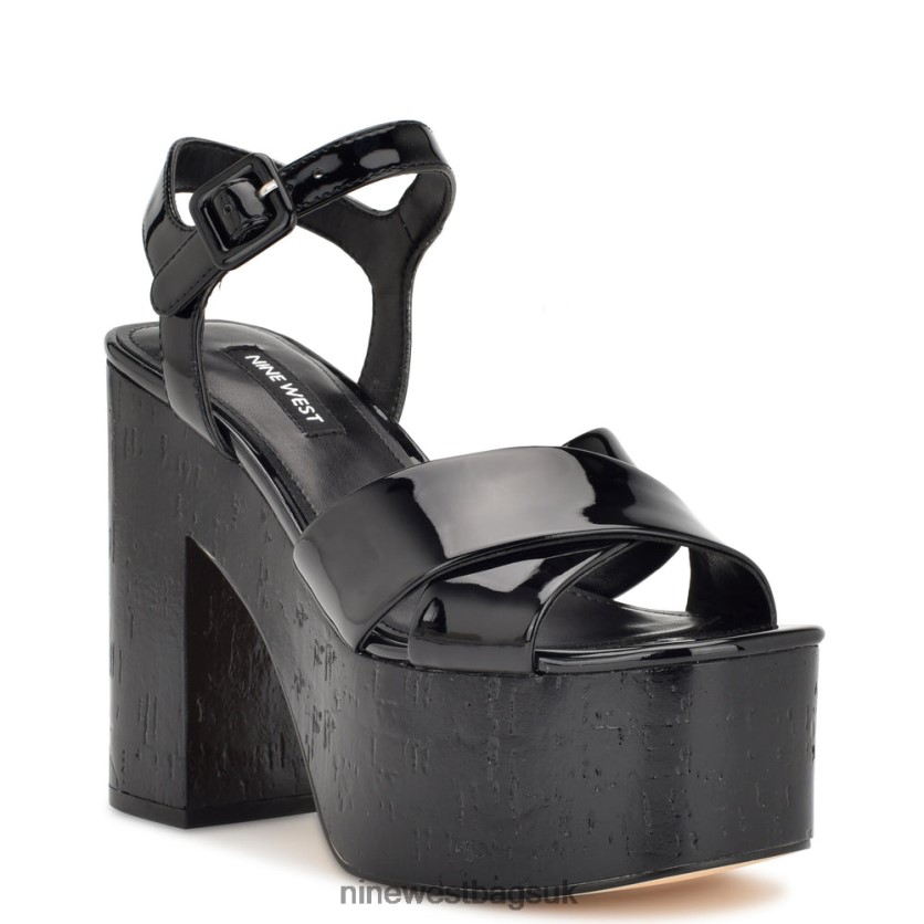 Nine West Rilay Platform Sandals RFX40B159 - Nine West UK Sale Black Patent