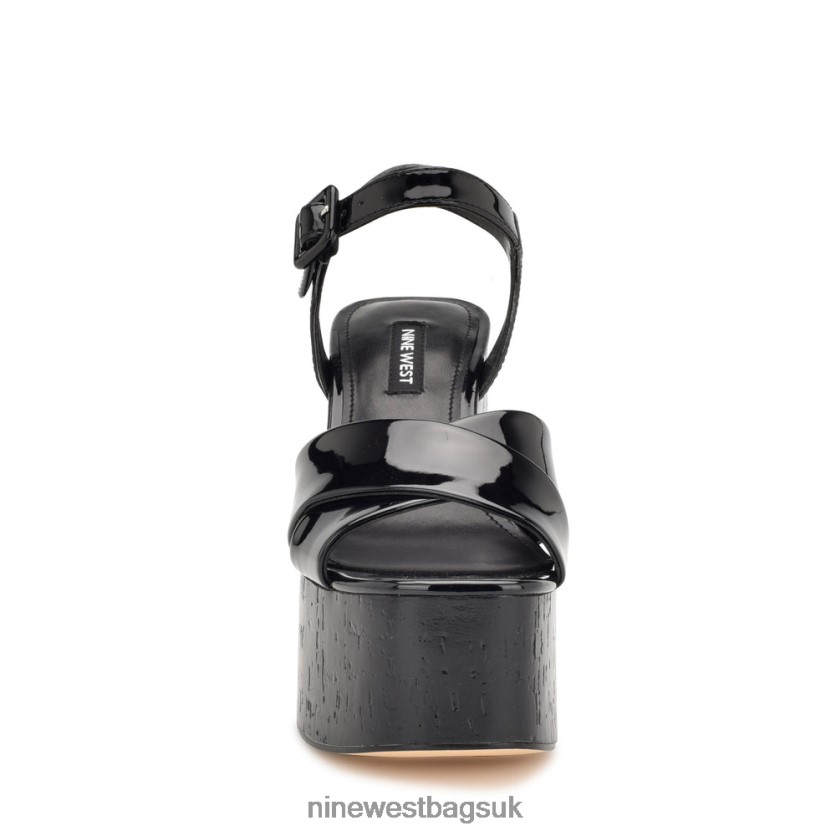 Nine West Rilay Platform Sandals RFX40B159 - Nine West UK Sale Black Patent