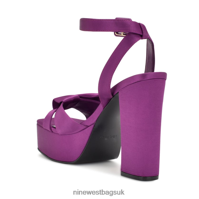 Nine West Rippa Platform Sandals RFX40B349 - Nine West UK Purple Satin