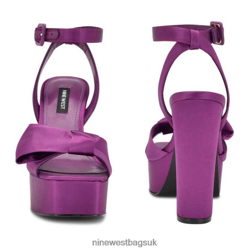 Nine West Rippa Platform Sandals RFX40B349 - Nine West UK Purple Satin