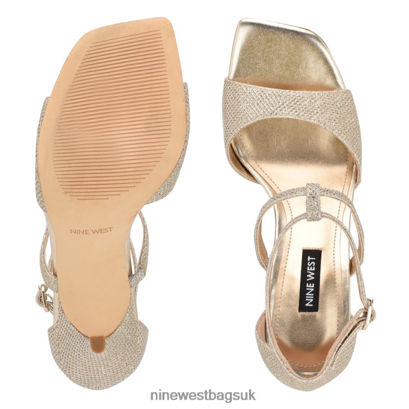 Nine West Sighs Heeled Sandals RFX40B443 - Nine West UK Sale Platino Shimmer