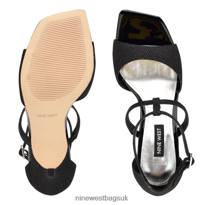 Nine West Sighs Heeled Sandals RFX40B444 - Nine West Bags UK Black Shimmer
