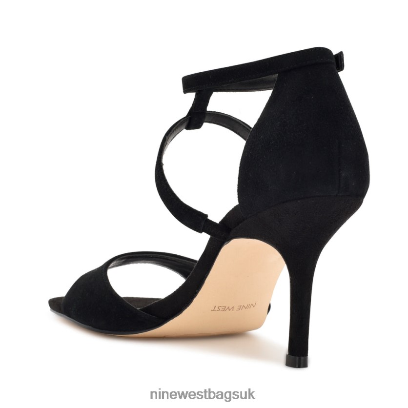 Nine West Sighs Heeled Sandals RFX40B462 - Nine West Sandals UK Black Suede
