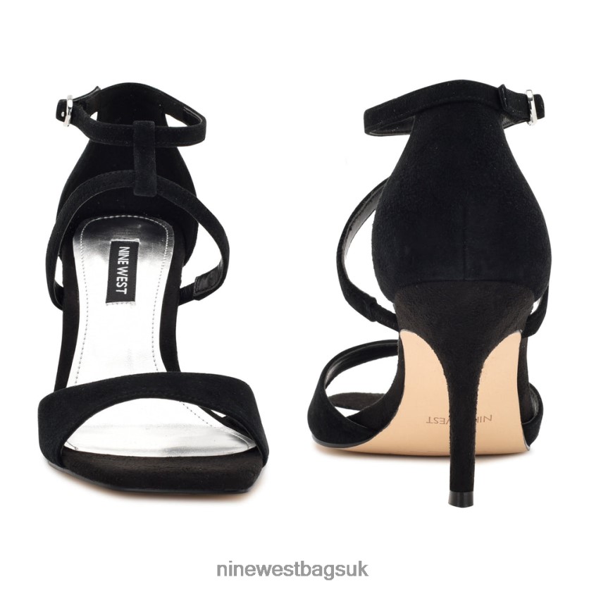 Nine West Sighs Heeled Sandals RFX40B462 - Nine West Sandals UK Black Suede