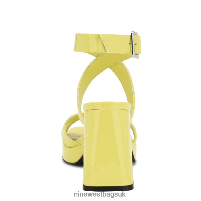 Nine West Tackle Ankle Strap Platform Sandals RFX40B1712 - Nine West Bags UK Yellow Patent