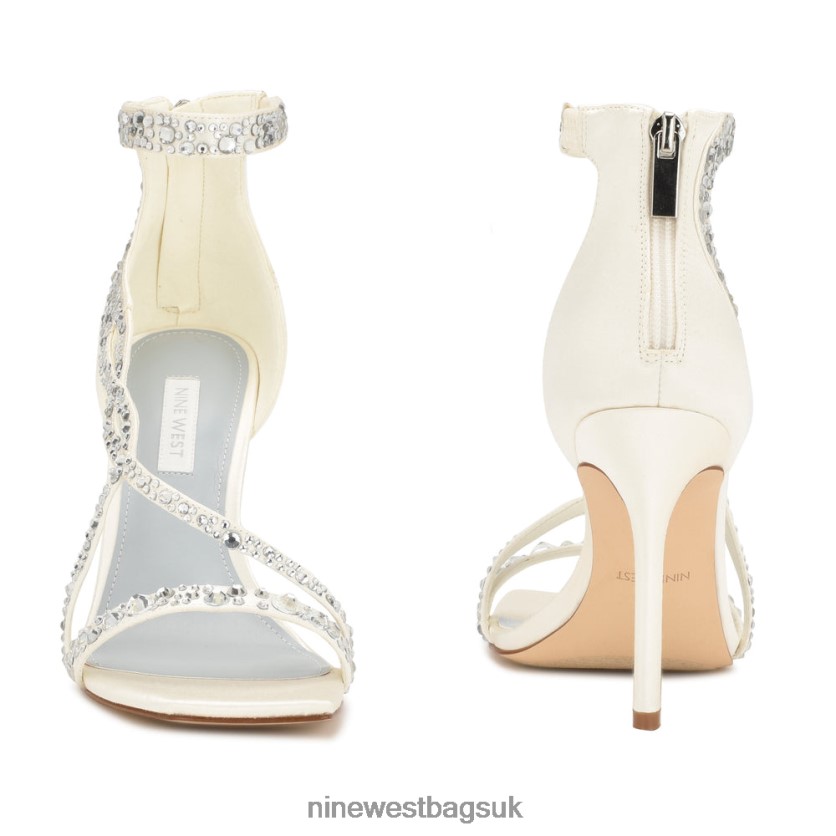 Nine West Talla Heeled Sandals RFX40B1787 - Nine West UK Sale Ivory Satin Crystal