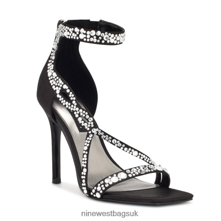 Nine West Talla Heeled Sandals RFX40B1789 - Nine West UK Black Satin Crystal