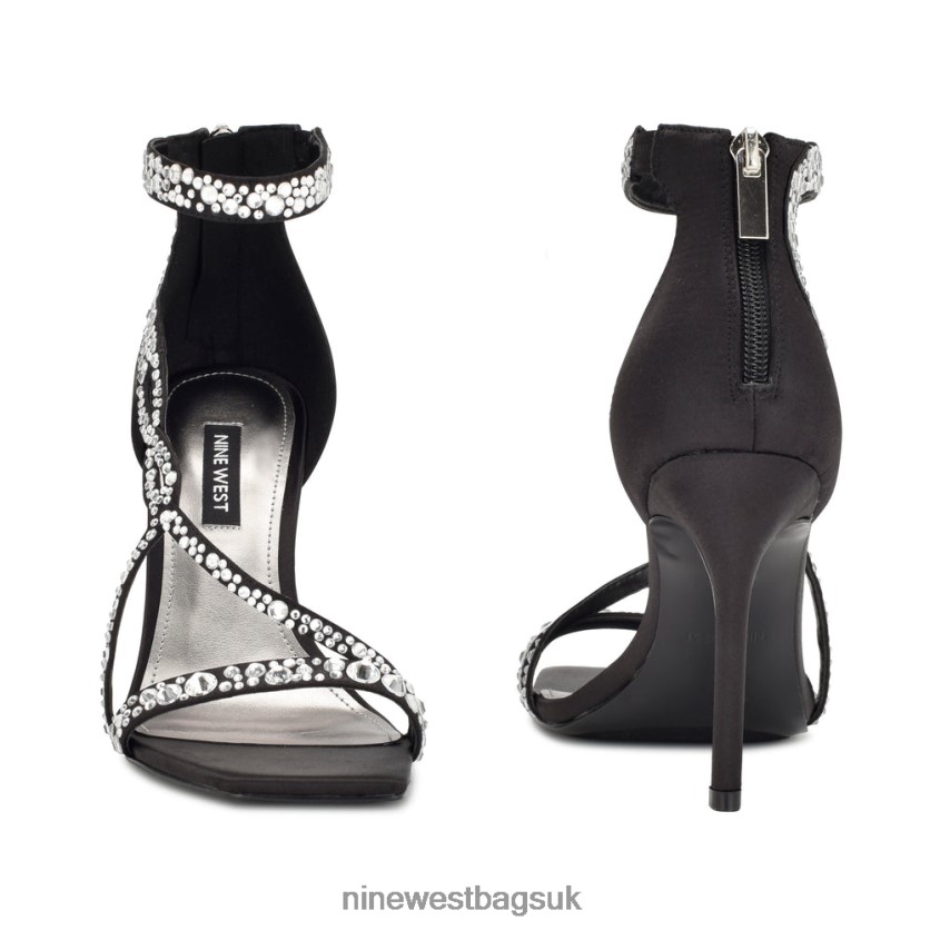 Nine West Talla Heeled Sandals RFX40B1789 - Nine West UK Black Satin Crystal
