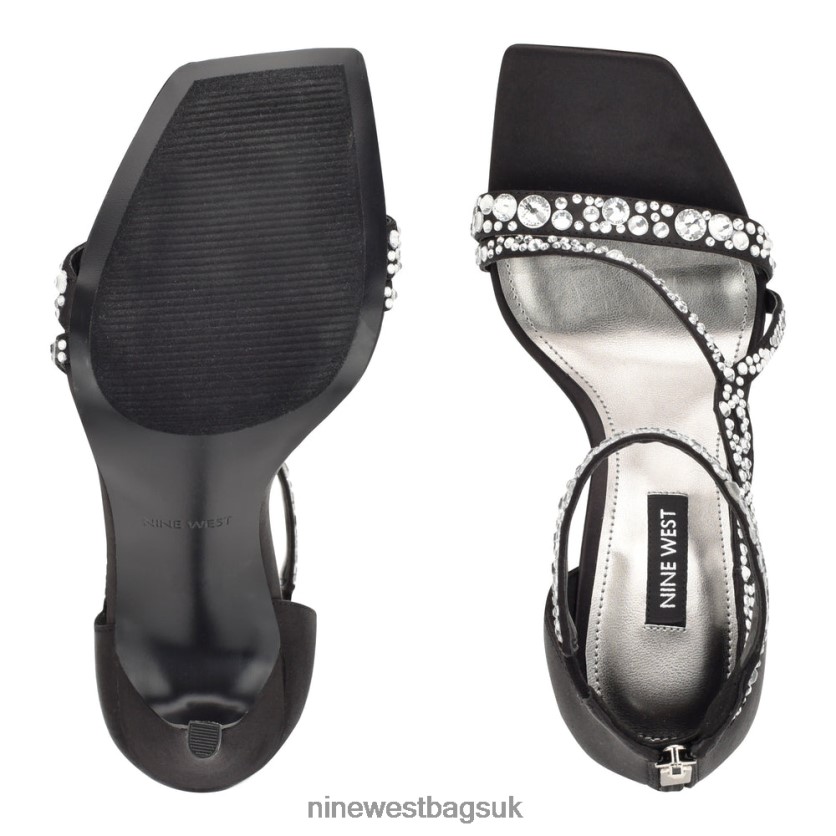Nine West Talla Heeled Sandals RFX40B1789 - Nine West UK Black Satin Crystal