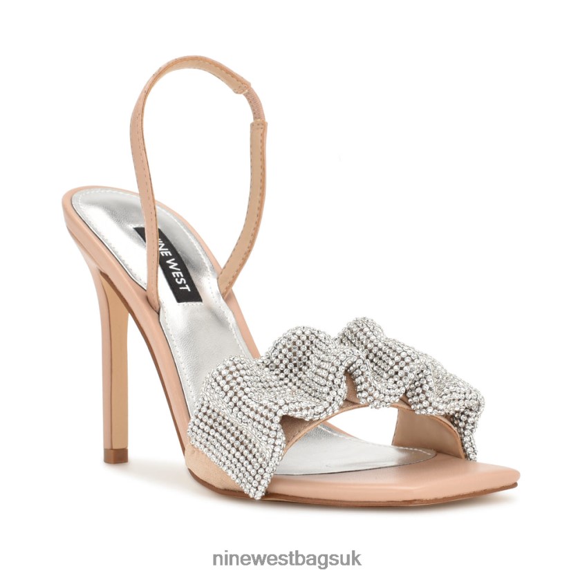 Nine West Taray Heeled Sandals RFX40B1857 - Nine West UK Barely Nude Crystal