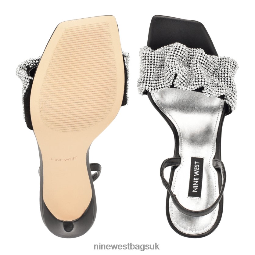 Nine West Taray Heeled Sandals RFX40B1858 - Nine West Sandals UK Black Crystal