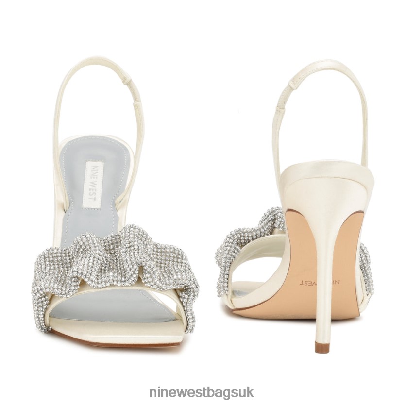 Nine West Taray Heeled Sandals RFX40B1859 - Nine West UK Sale Ivory Satin