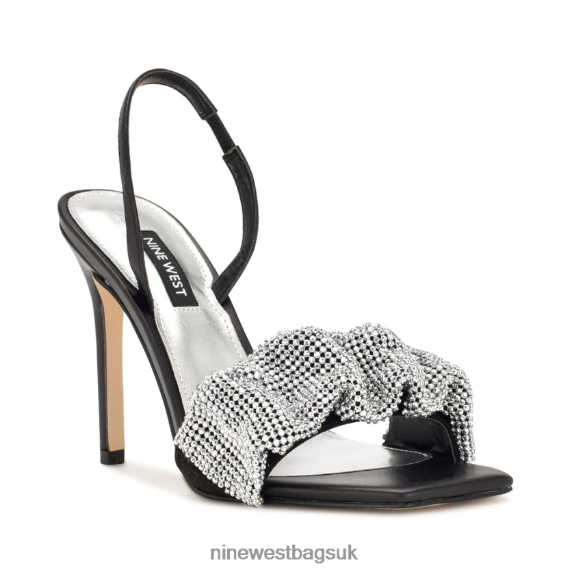 Nine West Taray Heeled Sandals RFX40B450 - Nine West Sandals UK Black Crystal