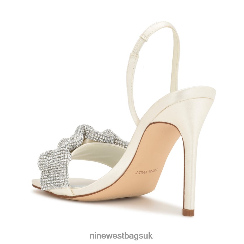 Nine West Taray Heeled Sandals RFX40B451 - Nine West UK Sale Ivory Satin