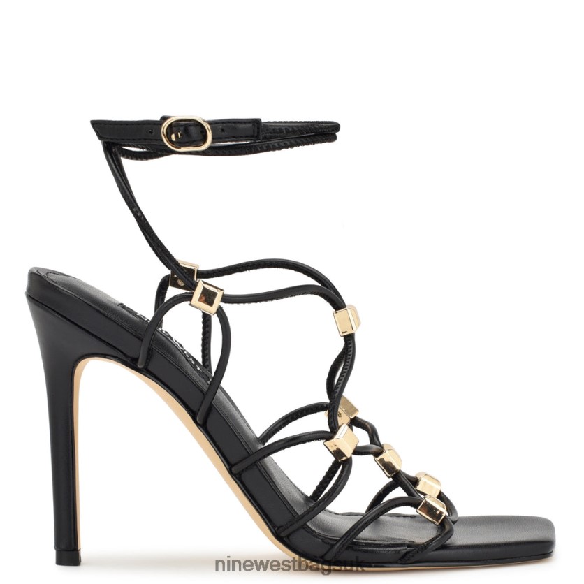 Nine West Tenor Ankle Wrap Heeled Sandals RFX40B254 - Nine West Sandals UK Black