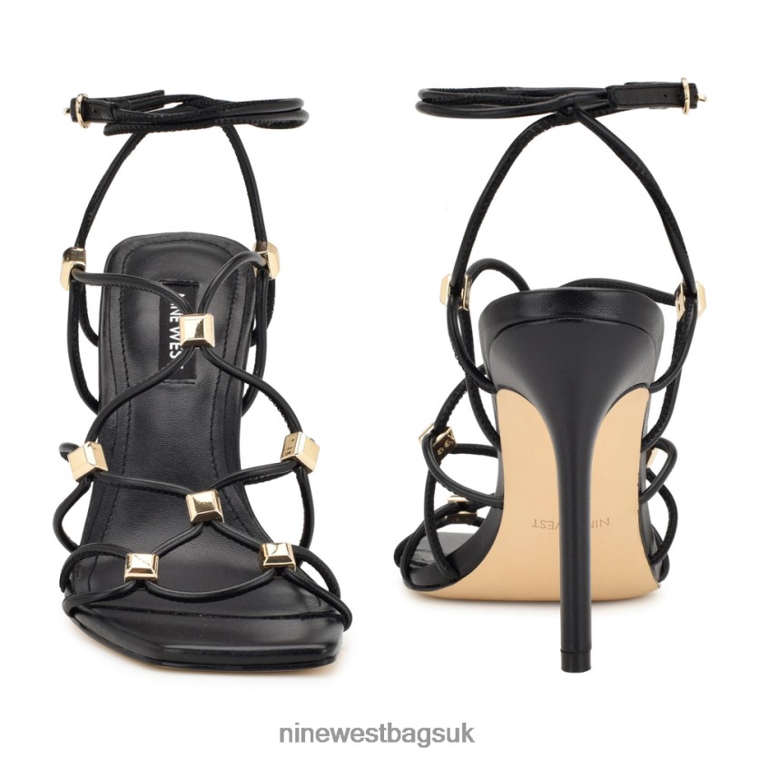 Nine West Tenor Ankle Wrap Heeled Sandals RFX40B254 - Nine West Sandals UK Black