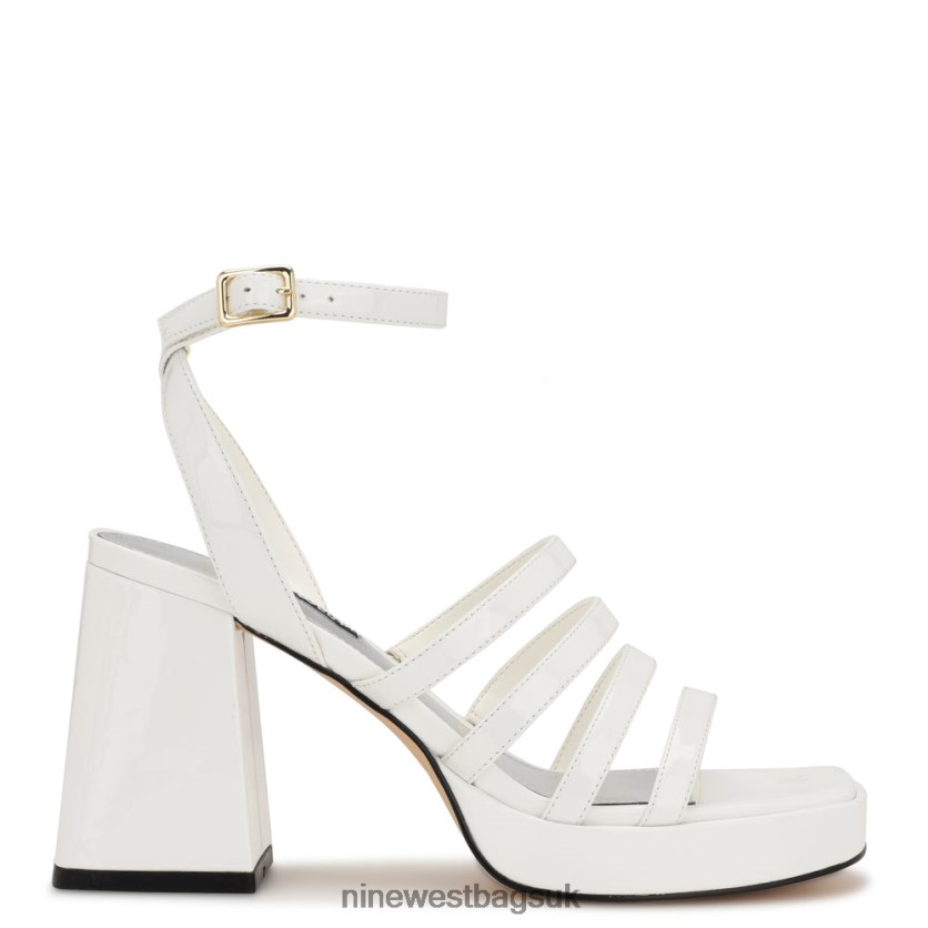 Nine West Teriss Strappy Platform Sandals RFX40B279 - Nine West UK Sale White Patent