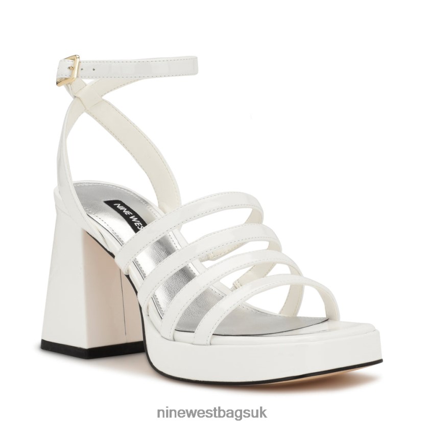 Nine West Teriss Strappy Platform Sandals RFX40B279 - Nine West UK Sale White Patent