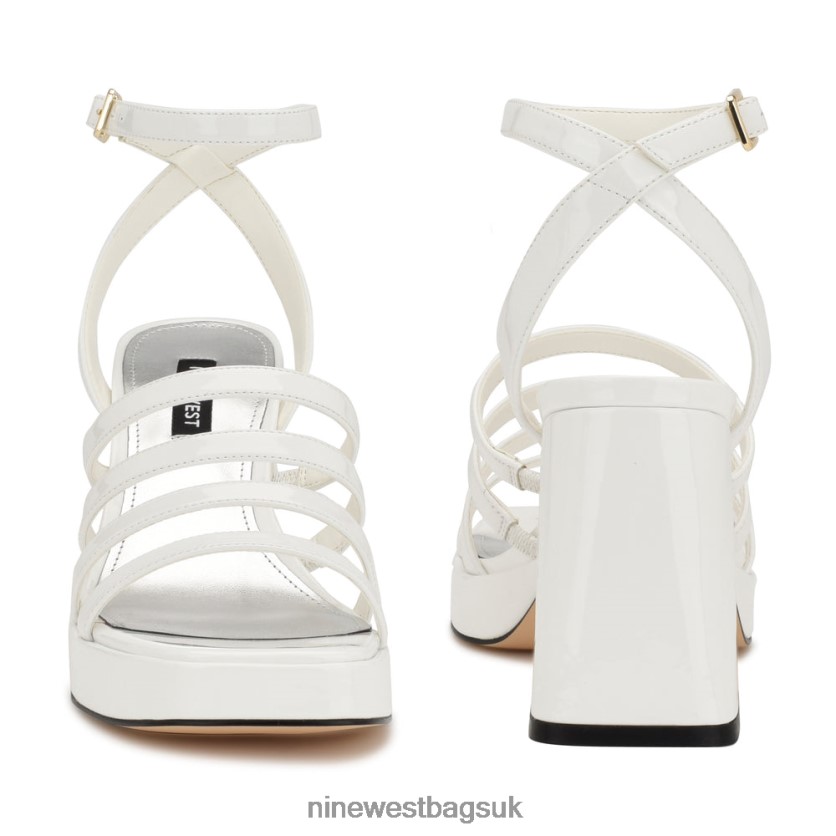Nine West Teriss Strappy Platform Sandals RFX40B279 - Nine West UK Sale White Patent