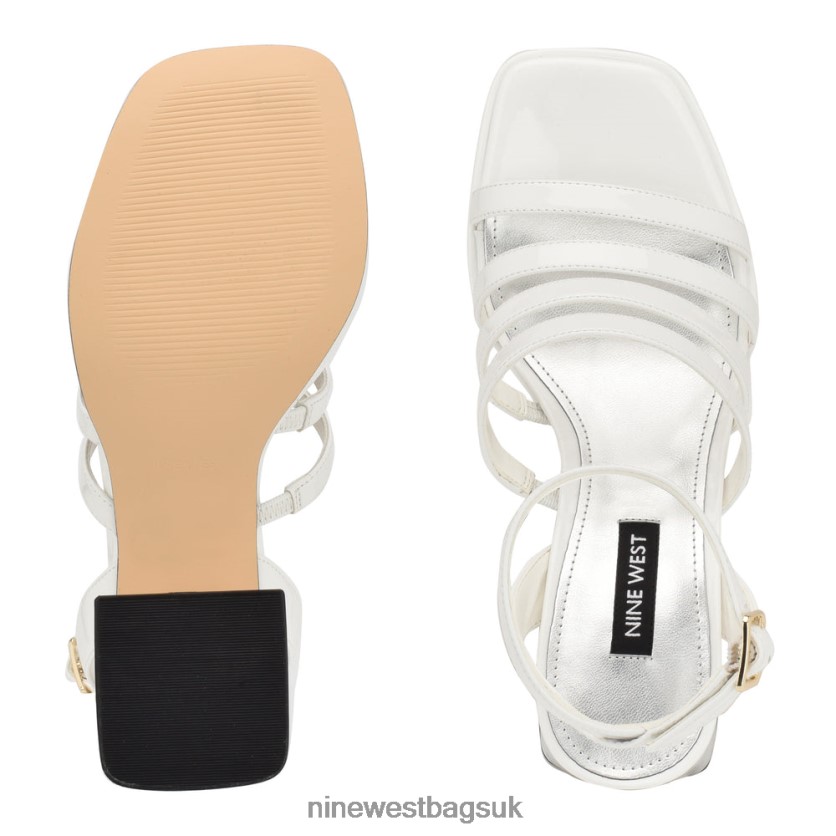 Nine West Teriss Strappy Platform Sandals RFX40B279 - Nine West UK Sale White Patent