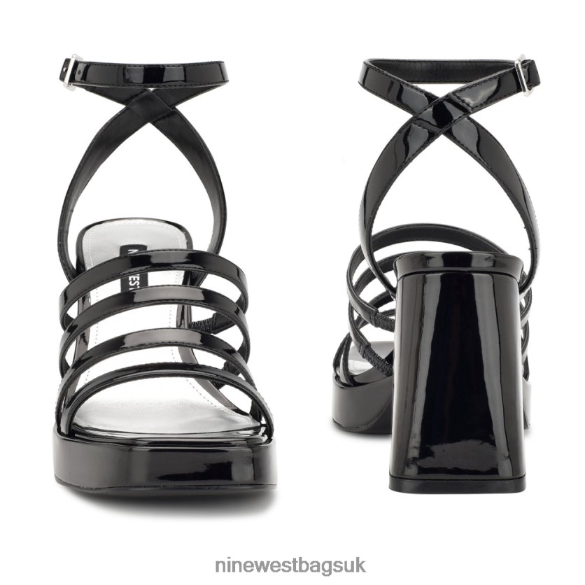 Nine West Teriss Strappy Platform Sandals RFX40B282 - Nine West Sandals UK Black Patent