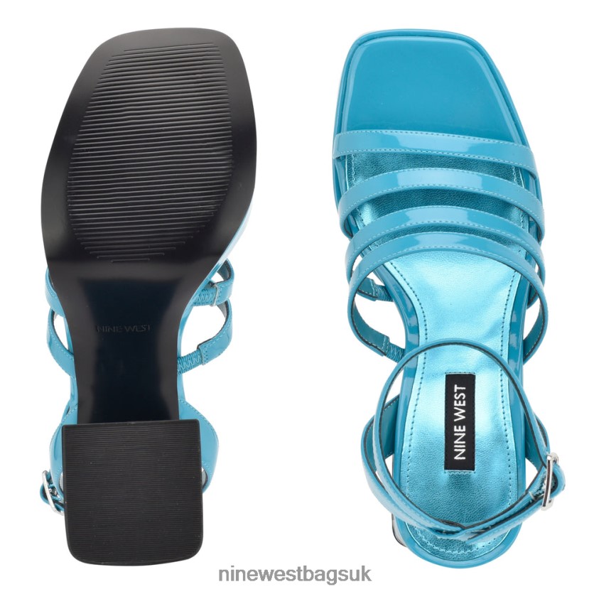 Nine West Teriss Strappy Platform Sandals RFX40B283 - Nine West UK Sale Aqua Blue Patent