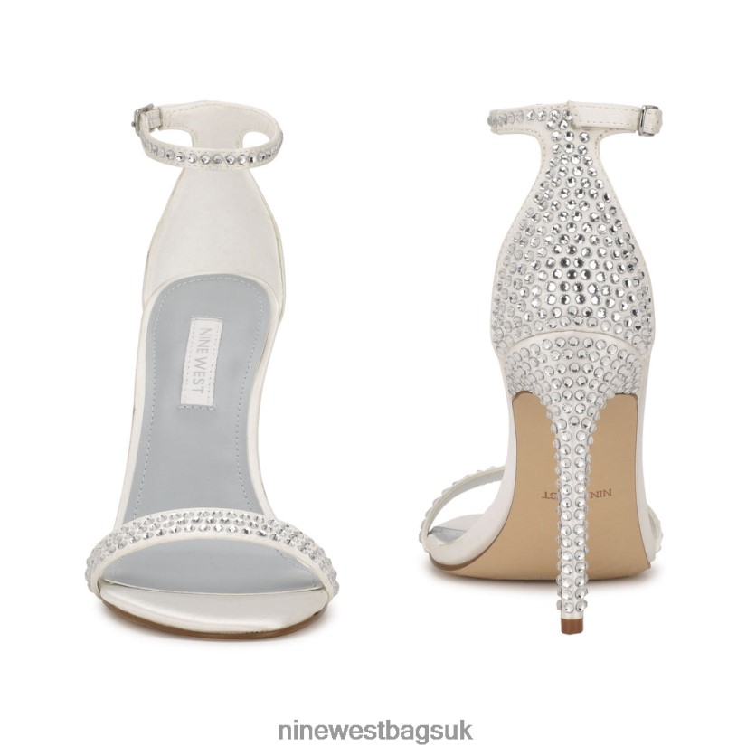 Nine West Toria Ankle Strap Sandals RFX40B637 - Nine West UK White Satin