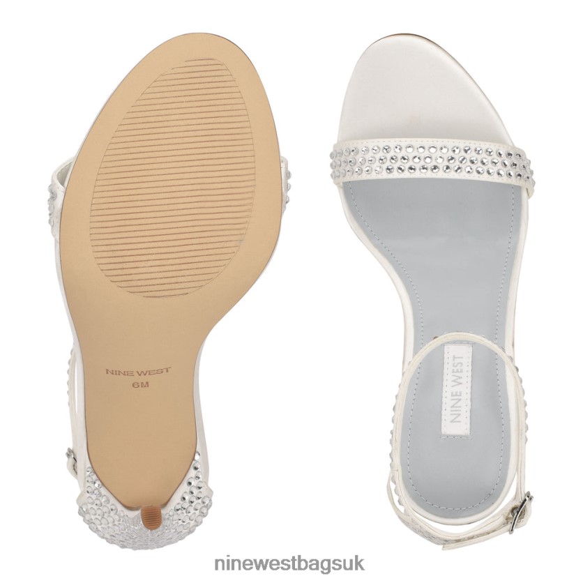 Nine West Toria Ankle Strap Sandals RFX40B637 - Nine West UK White Satin